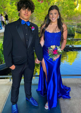 Arielle | Robe de bal fourreau bustier en satin avec fente