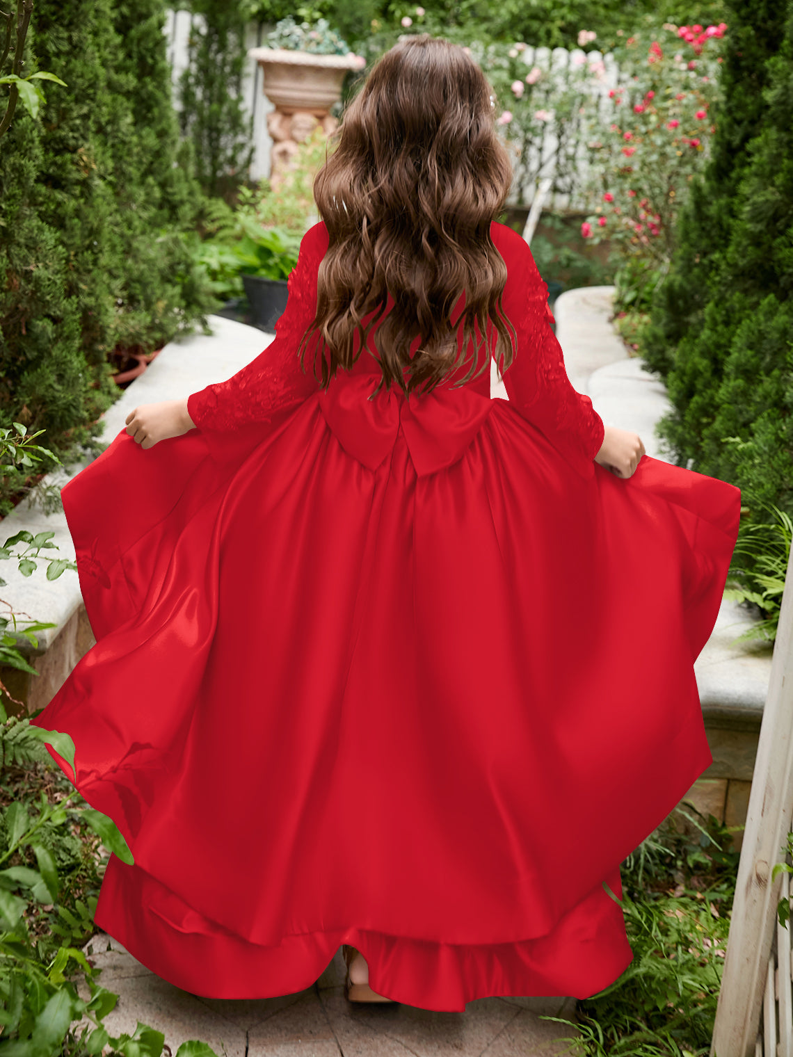 Vestido asimétrico de satén de corte A para niña de las flores 