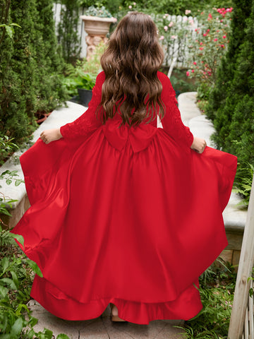 Vestido asimétrico de satén de corte A para niña de las flores 