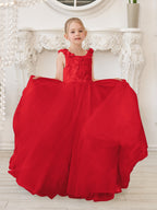 Elegante vestido blanco de tul para niña de las flores con cola corta 
