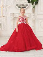 Elegante vestido de princesa sin mangas de tul para niña de las flores, corte en A 