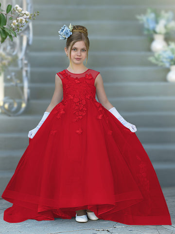 Vestido de baile de princesa Serenity con apliques de encaje y adornos de mariposas 