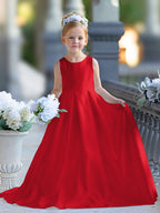 Vestido de niña de las flores para la Primera Comunión, corte en A, encaje y satén, hasta el suelo 