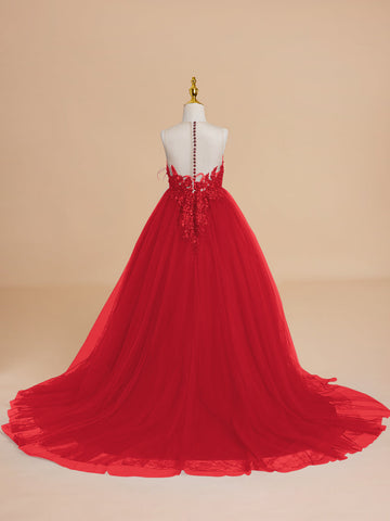 Vestido de princesa/vestido de princesa con cola de tul para niña de las flores 