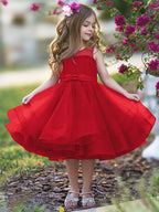 Vestido de princesa/vestido de tul hasta la rodilla para niña de las flores 