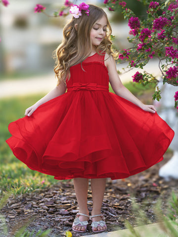 Vestido de princesa/vestido de tul hasta la rodilla para niña de las flores 