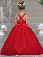 Robe de demoiselle d'honneur intemporelle en satin et tulle, coupe trapèze, sans manches 