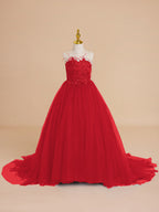 Vestido de princesa/vestido de princesa con cola de tul para niña de las flores 