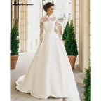 Baoleely Romantic Lace Wedding Dresses V neck A Line High Slit