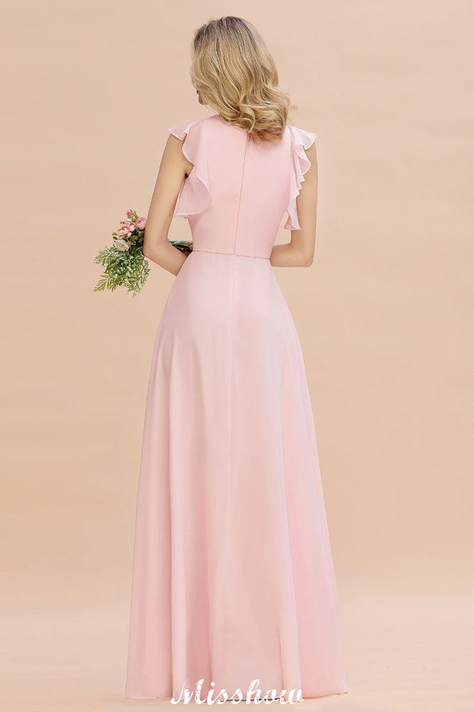 Vestido de dama de honor romántico sin mangas, corte A, largo hasta el suelo, estilo jardín, sencillo.