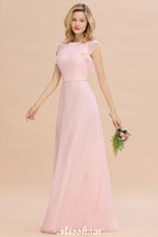 Vestido de dama de honor romántico sin mangas, corte A, largo hasta el suelo, estilo jardín, sencillo.