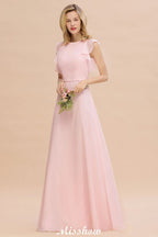 Vestido de dama de honor romántico sin mangas, corte A, largo hasta el suelo, estilo jardín, sencillo.