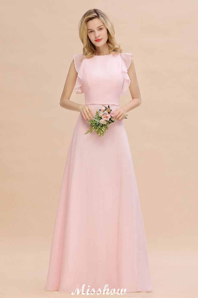 Vestido de dama de honor romántico sin mangas, corte A, largo hasta el suelo, estilo jardín, sencillo.