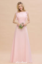 Vestido de dama de honor romántico sin mangas, corte A, largo hasta el suelo, estilo jardín, sencillo.