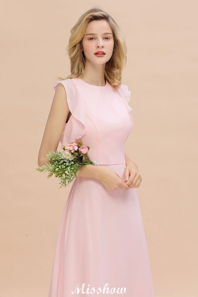 Vestido de dama de honor romántico sin mangas, corte A, largo hasta el suelo, estilo jardín, sencillo.