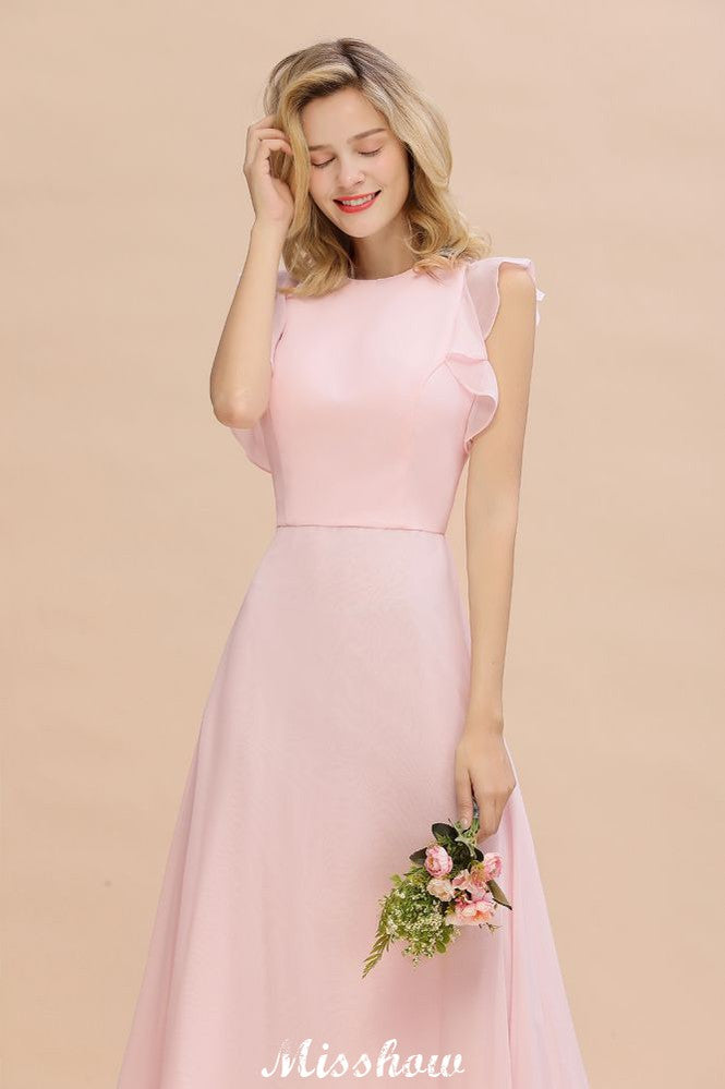 Vestido de dama de honor romántico sin mangas, corte A, largo hasta el suelo, estilo jardín, sencillo.