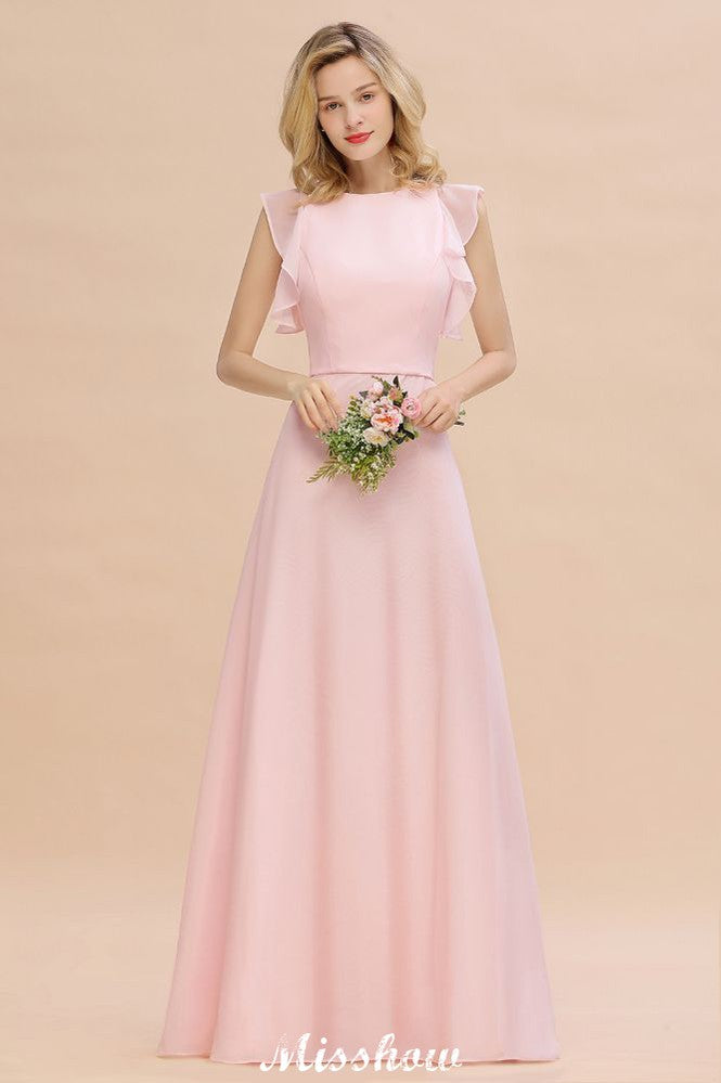 Vestido de dama de honor romántico sin mangas, corte A, largo hasta el suelo, estilo jardín, sencillo.