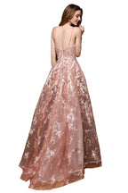 Romantic Straps Aline Evening Dress with Detachable Train Sleeveless Floor Length