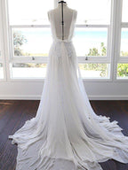 Robe de mariée romantique en mousseline de soie à décolleté cœur et dentelle PG201