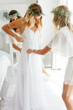 Robe de mariée romantique en mousseline de soie à décolleté cœur et dentelle PG201