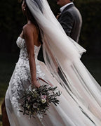 Robe de mariée romantique à décolleté cœur, style bohème, ornée de dentelle 3D WD497