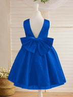 Vestido de princesa/vestido de princesa de satén y tul hasta la rodilla para niña de las flores 