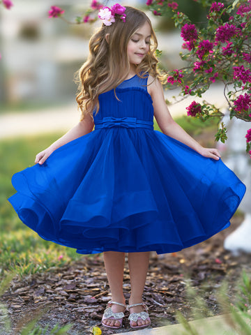 Vestido de princesa/vestido de tul hasta la rodilla para niña de las flores 