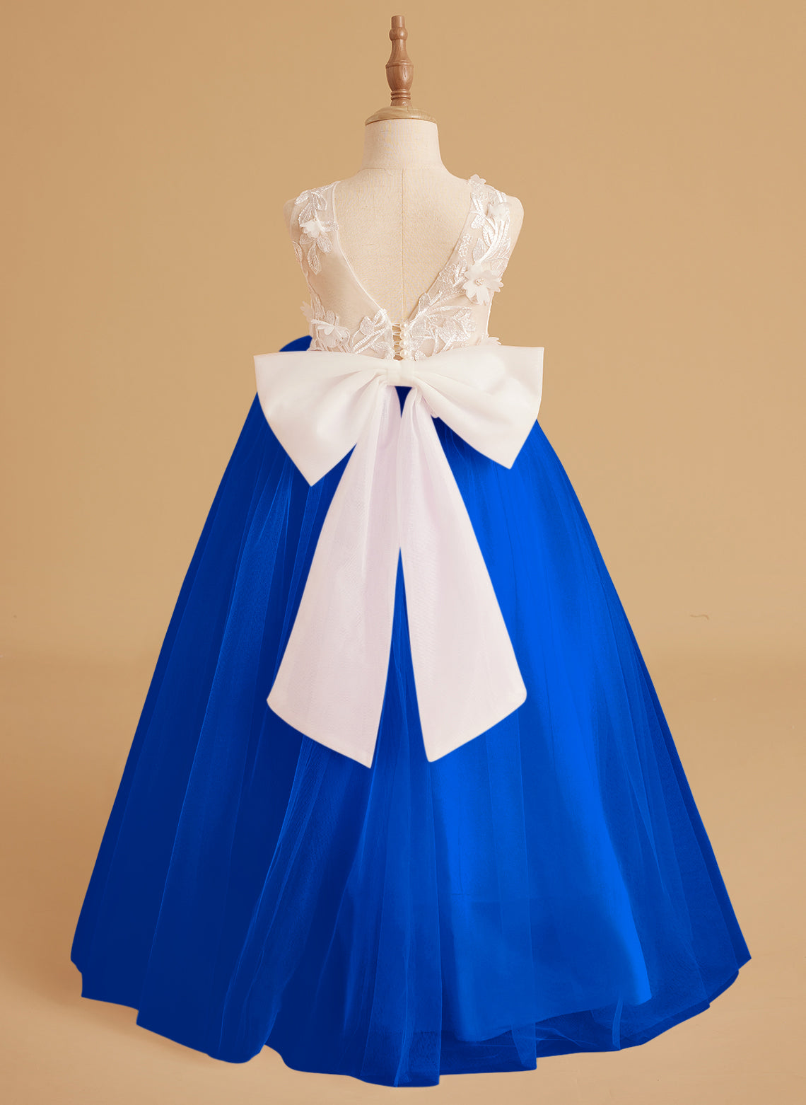 Vestido de niña de las flores sin mangas de encaje y tul con cuentas, estilo princesa de ensueño 