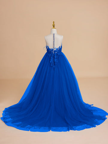 Vestido de princesa/vestido de princesa con cola de tul para niña de las flores 