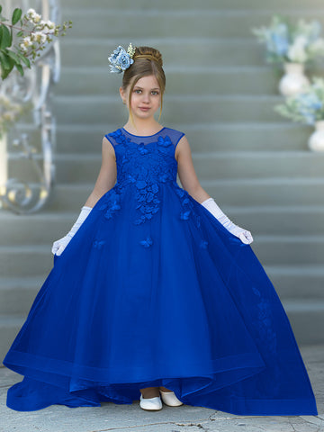 Vestido de baile de princesa Serenity con apliques de encaje y adornos de mariposas 