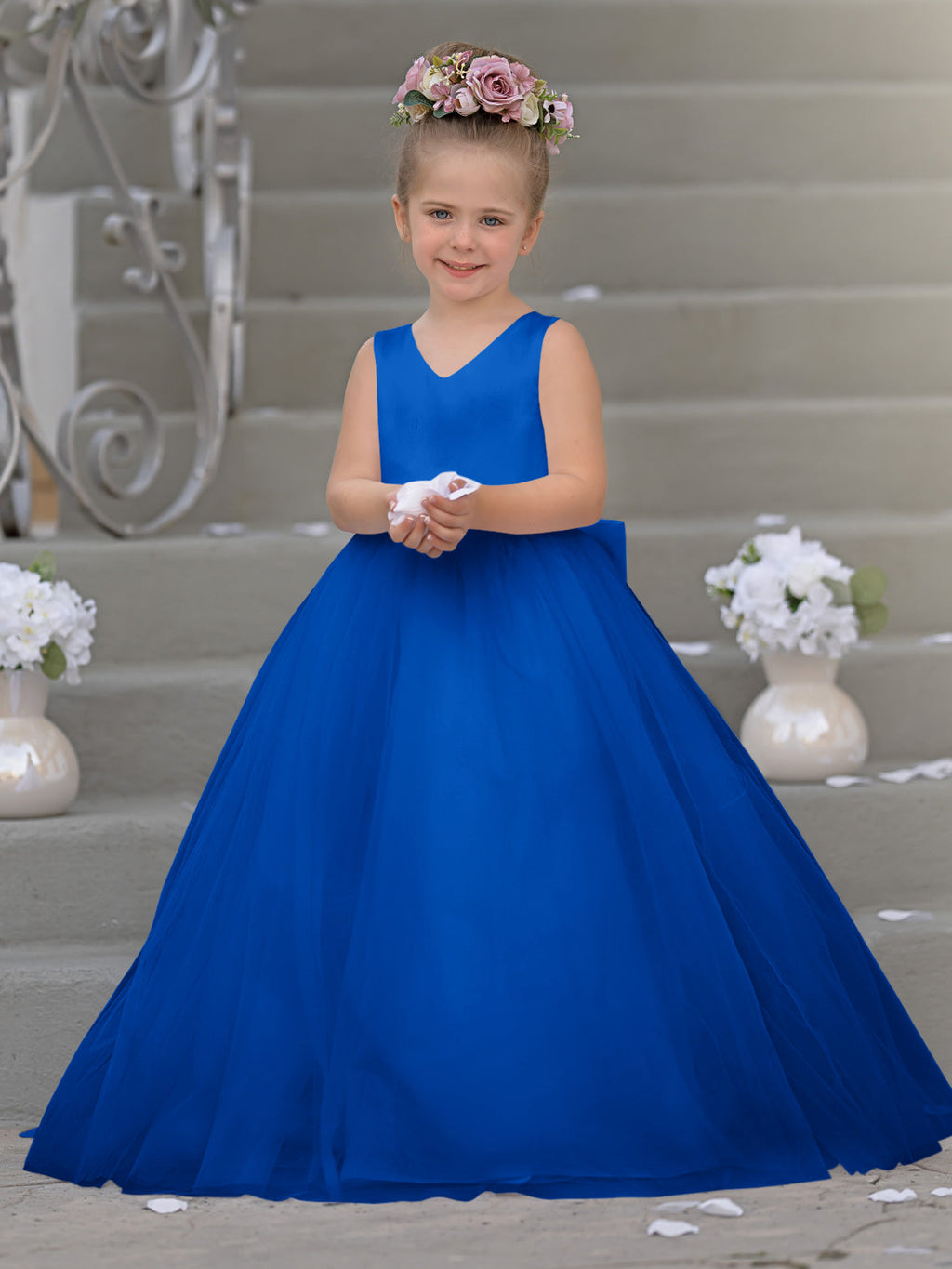 Robe de demoiselle d'honneur intemporelle en satin et tulle, coupe trapèze, sans manches 