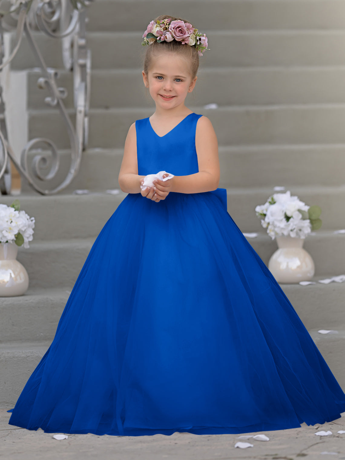 Robe de demoiselle d'honneur intemporelle en satin et tulle, coupe trapèze, sans manches 