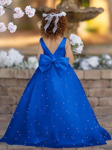 Elegante vestido de princesa de satén y tul para niña de las flores 
