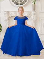 Vestido de niña de las flores para la Primera Comunión, color marfil, con cola desmontable estilo princesa. 