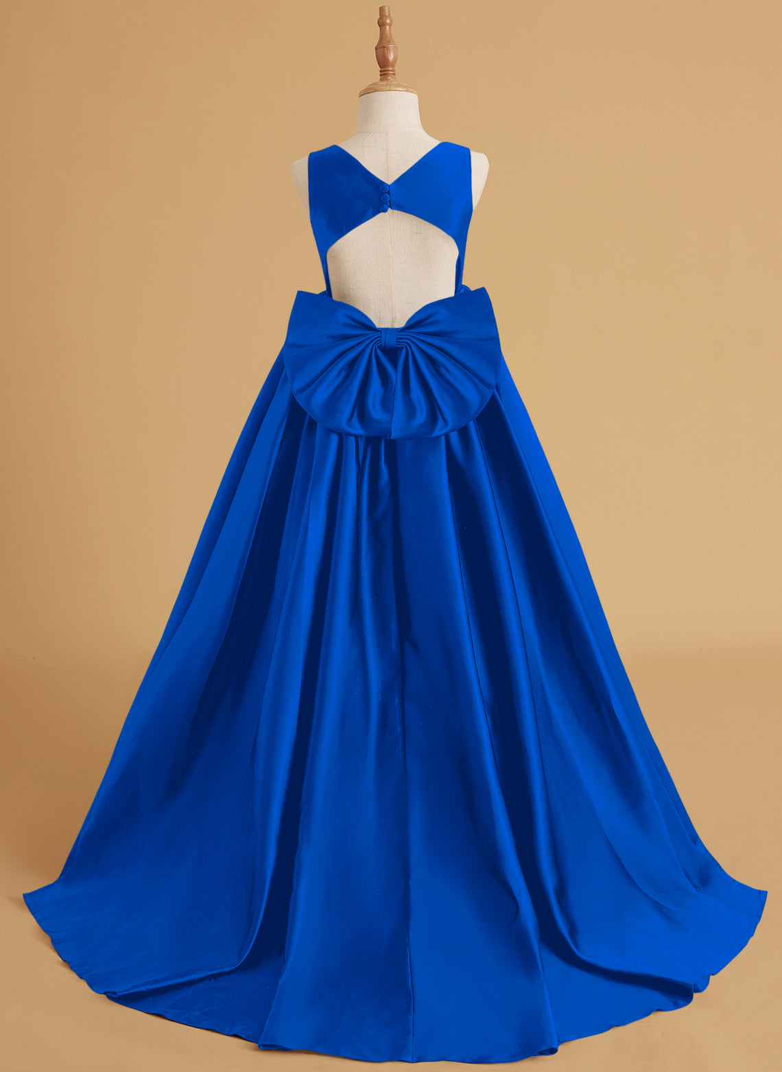 Vestido de princesa de satén con cola para niña de las flores 