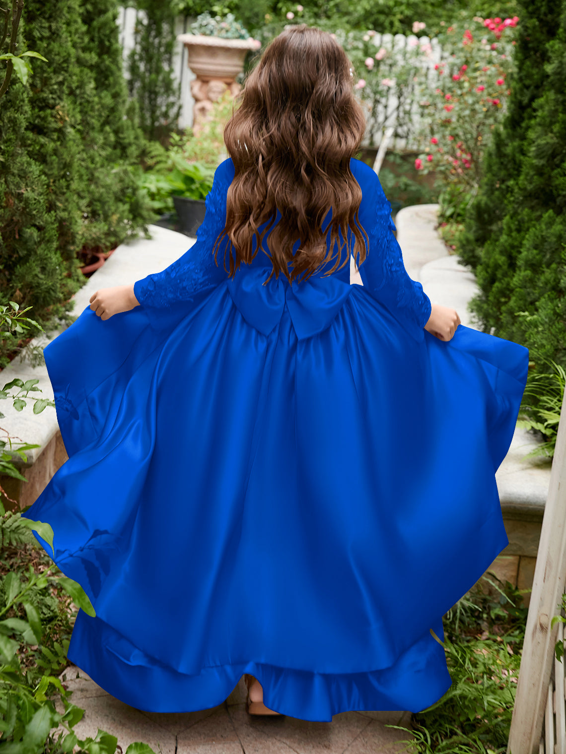 Vestido asimétrico de satén de corte A para niña de las flores