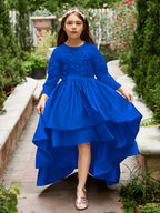 Vestido asimétrico de satén de corte A para niña de las flores 