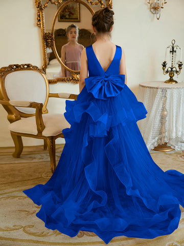 Vestido de princesa/vestido de princesa de satén y tul para niña de las flores 