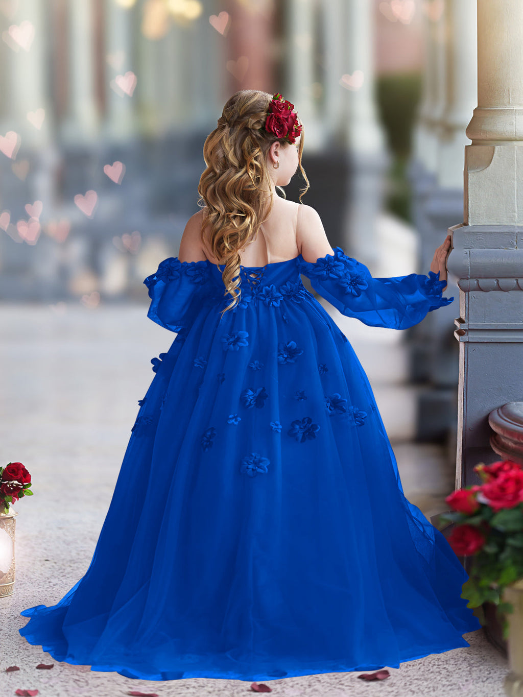 Vestidos de princesa con flores en 3D para niña 