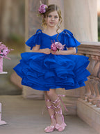 Vestido de princesa/vestido de tul hasta la rodilla para niña de las flores de cumpleaños