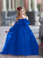 Vestidos de princesa con flores en 3D para niña 