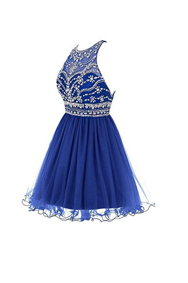 Vestidos de fiesta de bienvenida de tul azul real 2016, vestidos cortos de graduación PG045