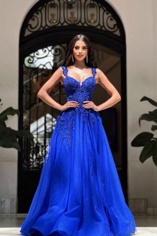 Vestidos de fiesta largos azul marino sin mangas, vestidos de noche de encaje corte A