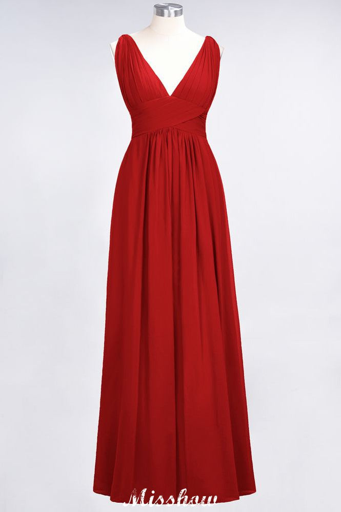 Robe de soirée maxi sans manches en mousseline à volants et col en V, robe de demoiselle d'honneur
