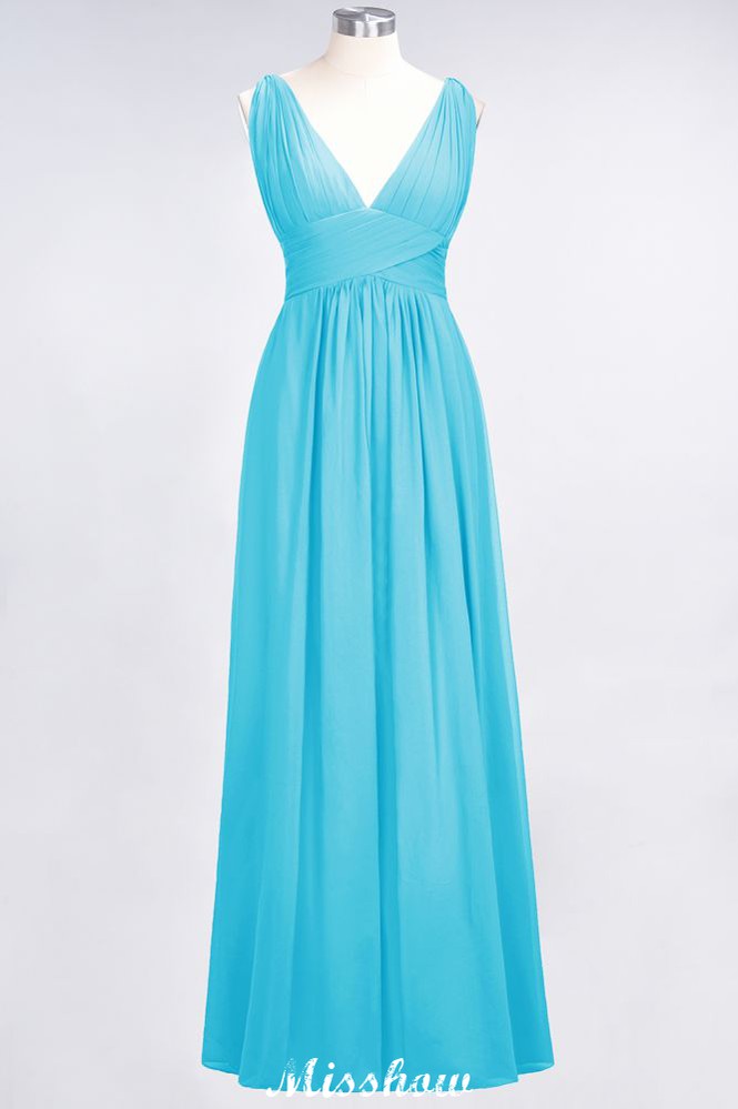 Robe de soirée maxi sans manches en mousseline à volants et col en V, robe de demoiselle d'honneur