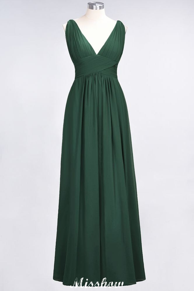 Robe de soirée maxi sans manches en mousseline à volants et col en V, robe de demoiselle d'honneur