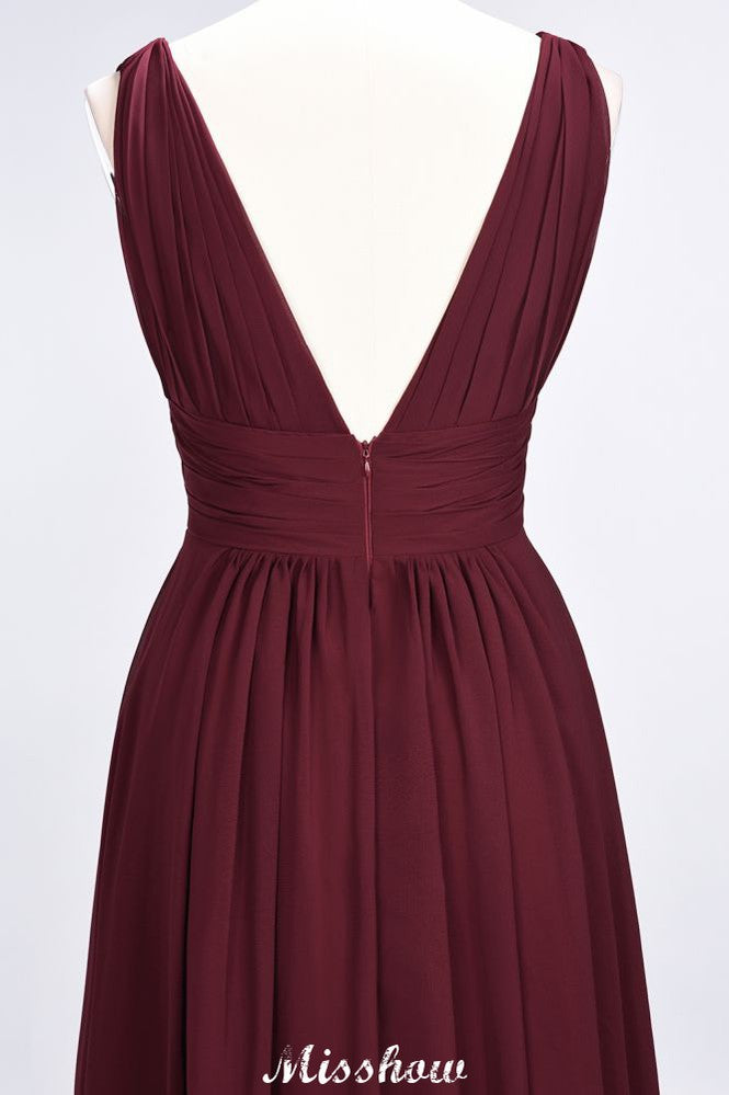 Robe de soirée maxi sans manches en mousseline à volants et col en V, robe de demoiselle d'honneur