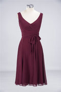 Robe de demoiselle d'honneur à volants, longueur genou, sans manches, col en V, mini robe de cocktail