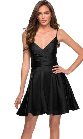 Vestido de fiesta de satén con escote en V y corsé SYH73 