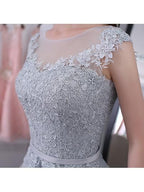 Vestido corto de fiesta con apliques y fajas, estilo mini, PG119
